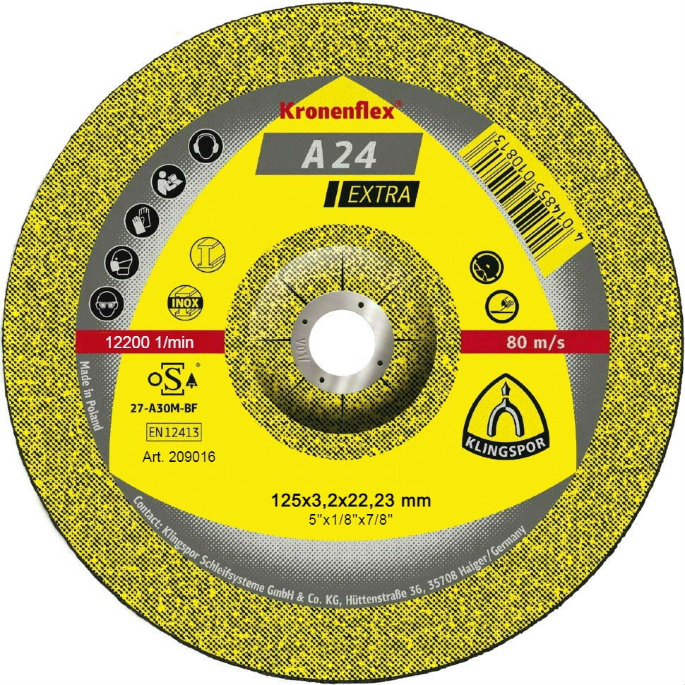 KRONENFLEX A 24 EXTRA 125 × 3,2 × 22,23 mm – tarcza do cięcia metalu